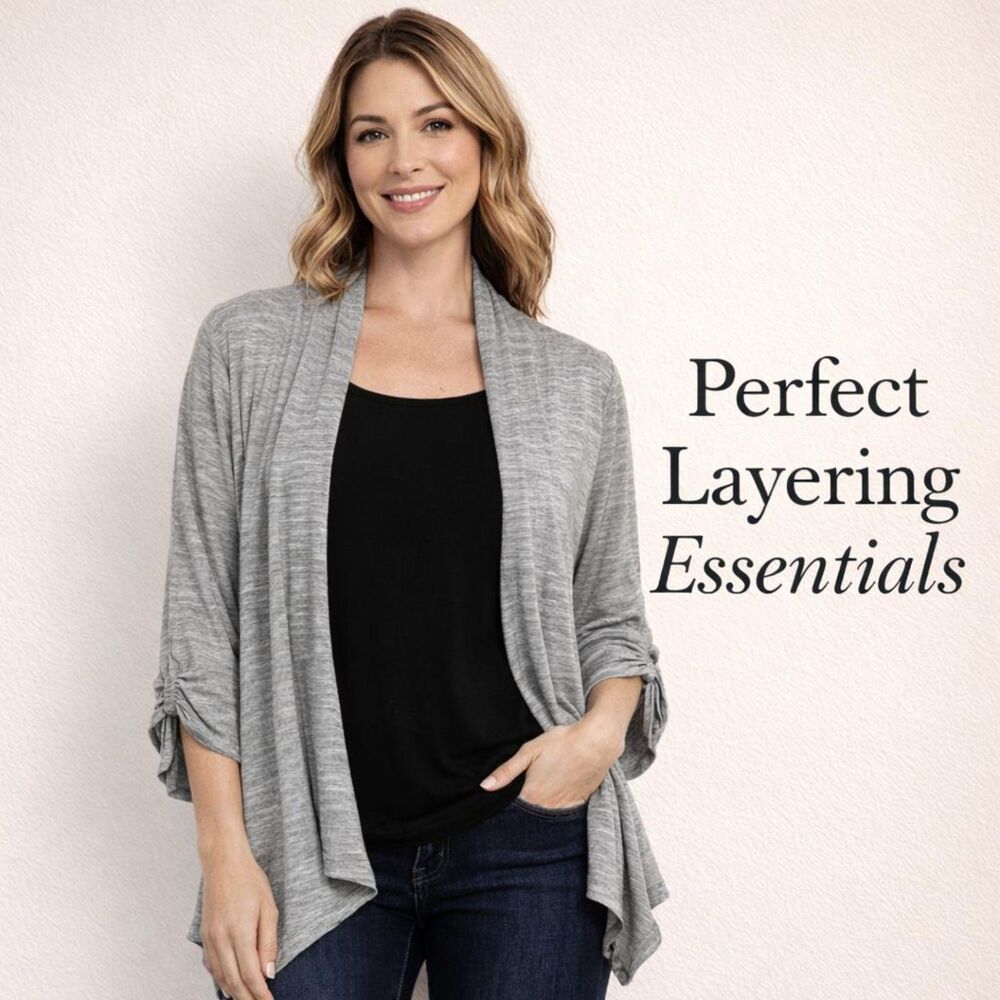 NEW YORK & COMPANY Women's Cardigan and Black Tank Top Chic Layering Set